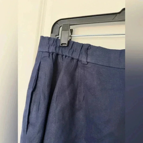 Lauren Ralph Lauren Women's Navy Blue 100% Linen Wide Leg Trousers Pants 16W - Picture 5 of 7